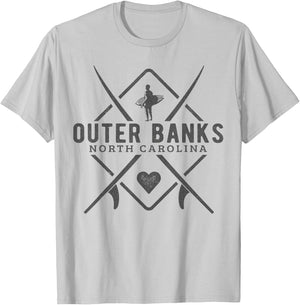 Outer Banks North Carolina Surfing Souvenir Outer Banks T-Shirt - T-Shirt | Ash