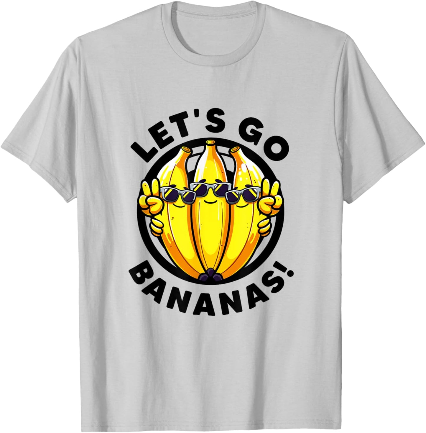 Lets Go Bananas Cute Yellow Banana Lover Fruit Funny Bananas T-Shirt - T-Shirt | Ash
