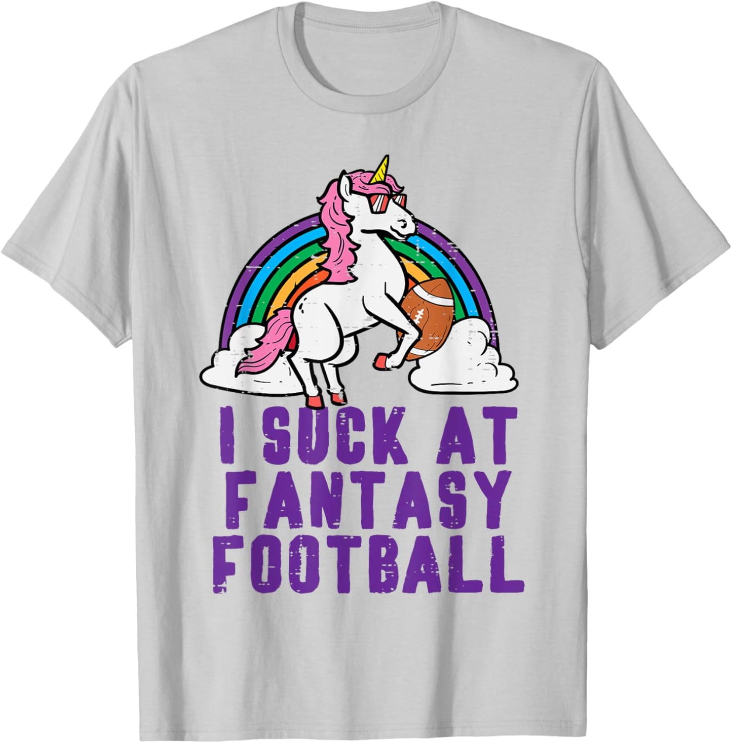 Funny Pink Fantasy Football Loser Shirt Unicorn Men T-Shirt - T-Shirt | Ash