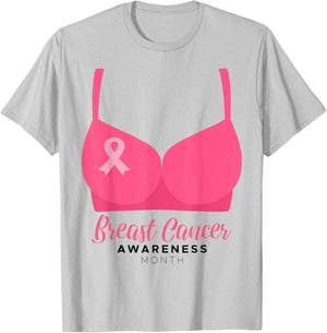 BRA Breast Cancer Awareness Month Wear Pink Ribbon October T-Shirt - T-Shirt | Ash