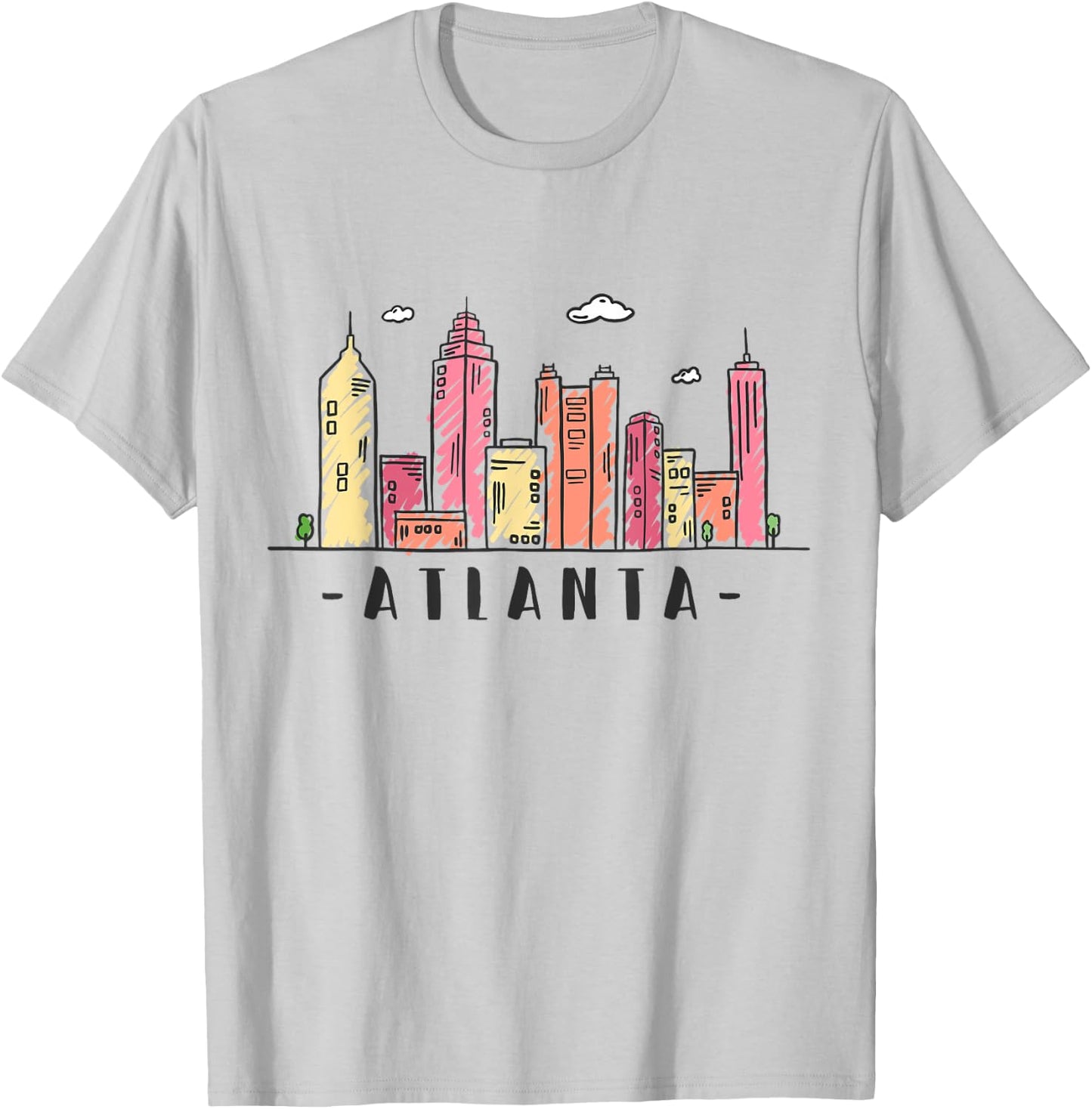 Atlanta Skyline Georgia Colourful City Souvenir Gift T-Shirt - T-Shirt | Ash