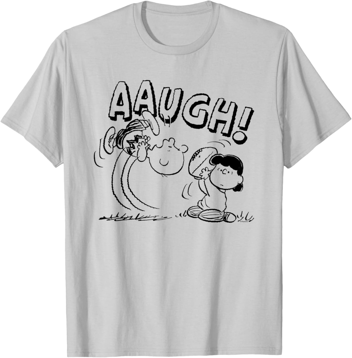 Peanuts - Charlie Brown Lucy Football Kick Aaugh T-Shirt - T-Shirt | Ash