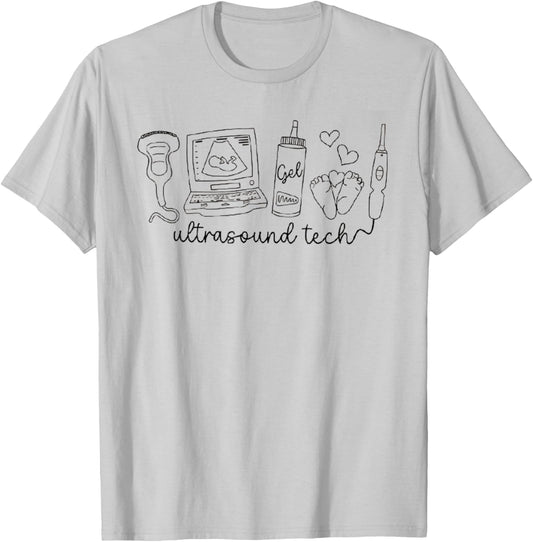 Women Ultrasound Technologist Sonographer Student School T-Shirt - T-Shirt | Ash