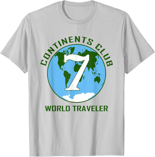 7 Continents World Traveler Club T-Shirt - T-Shirt | Ash