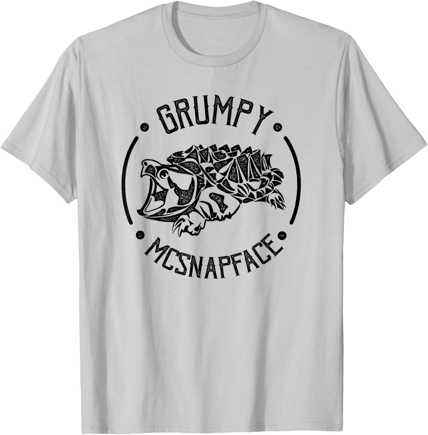 Grumpy McSnapface Funny Snapping Turtle T-Shirt - T-Shirt | Ash