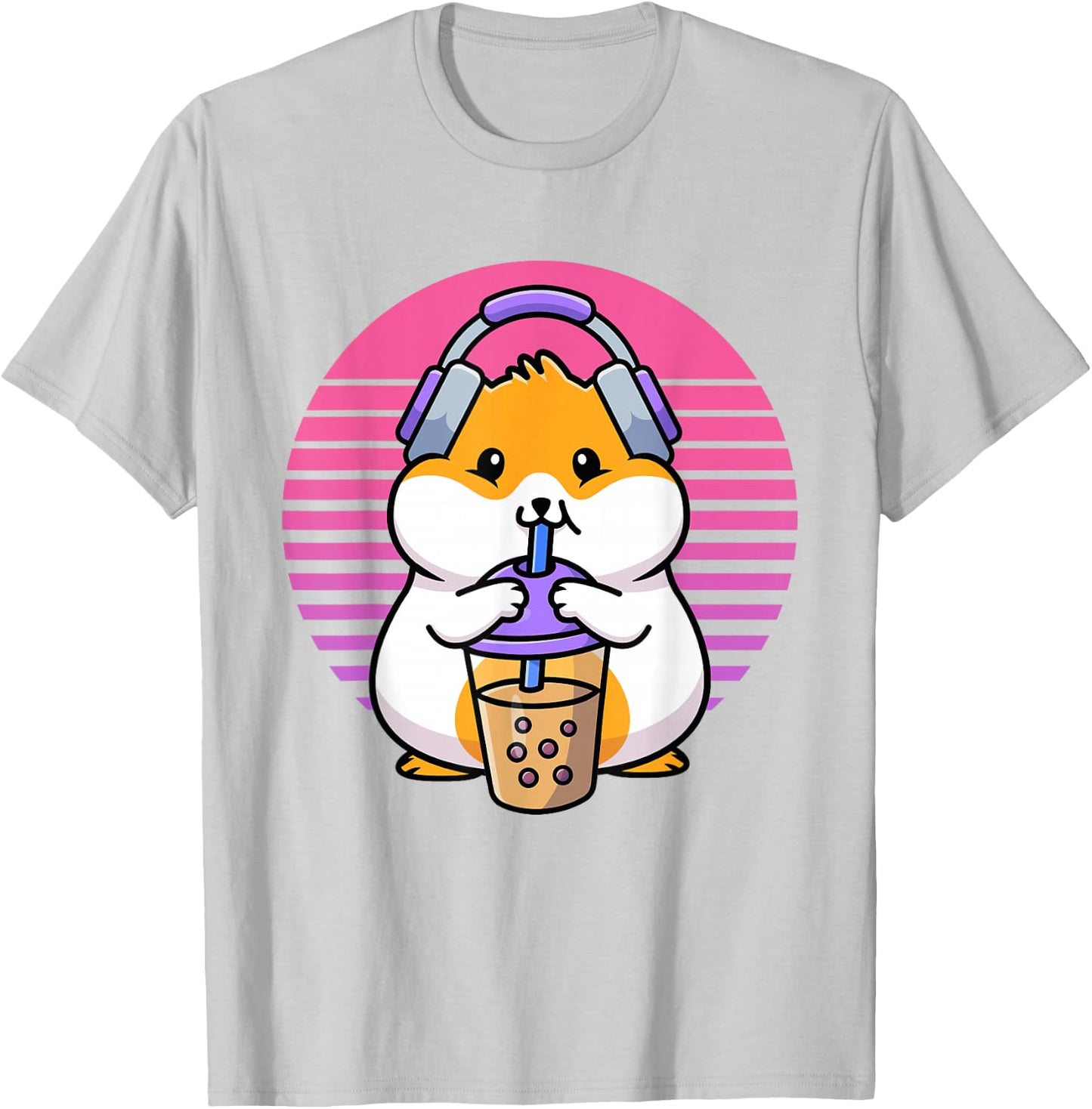 Retro Boba And KPop Shirt Kawaii Hamster K-Pop Merchandise T-Shirt - T-Shirt | Ash