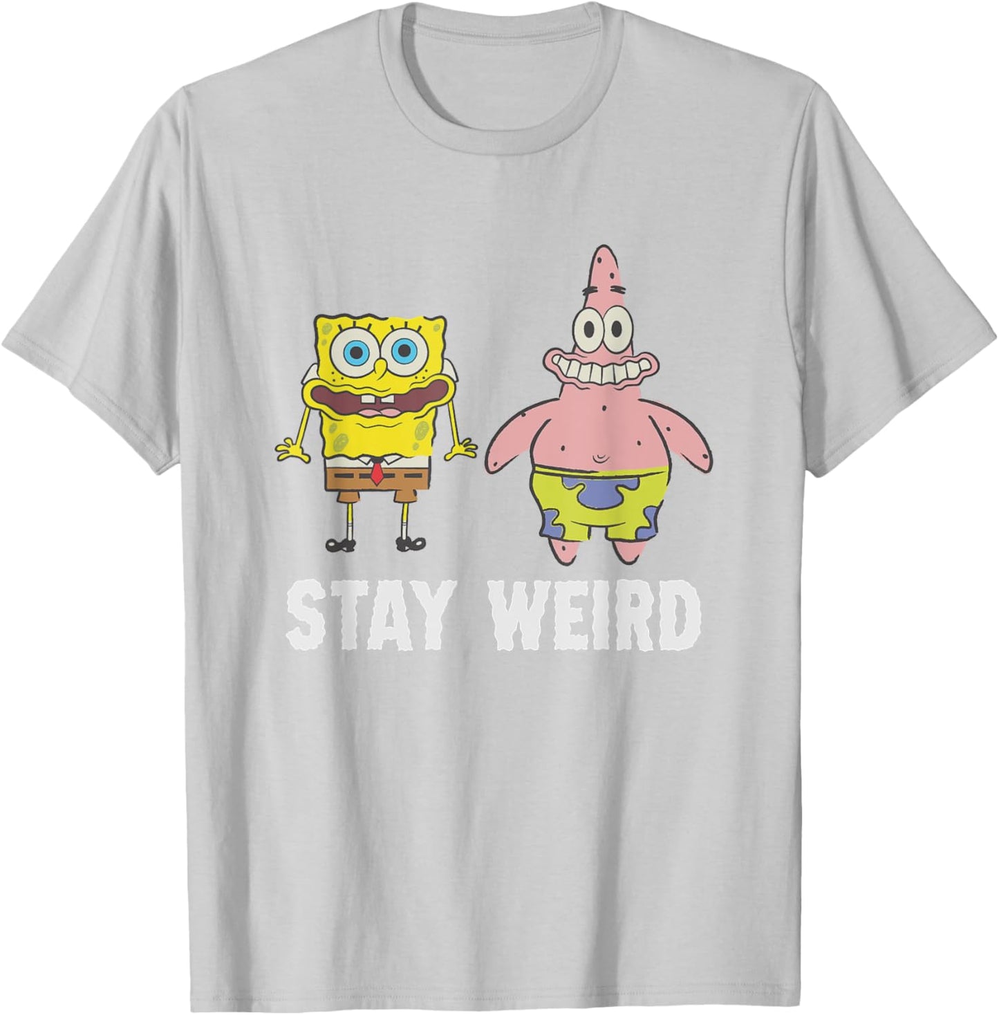 SpongeBob SquarePants Stay Weird Funny Faces Buddies T-Shirt - T-Shirt | Ash