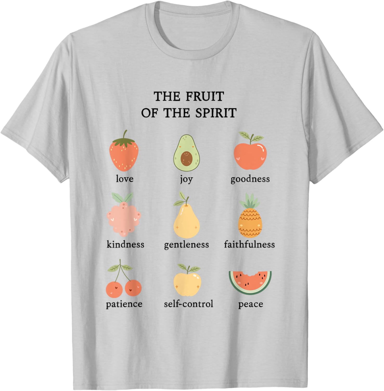 Fruit of the Spirit Cute Christian Girl Aesthetic T-Shirt - T-Shirt | Ash