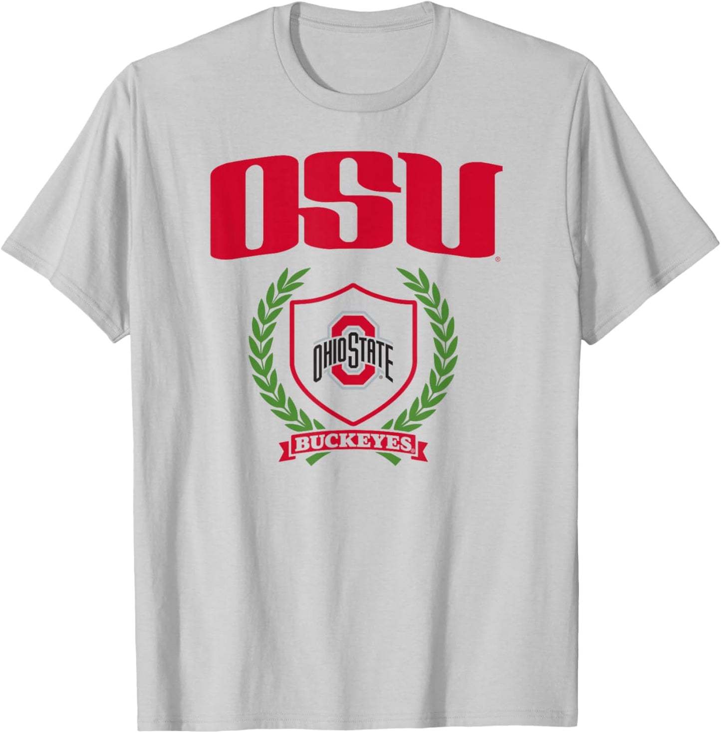 Ohio State Buckeyes Laurel Banner White Officially Licensed T-Shirt - T-Shirt | Ash