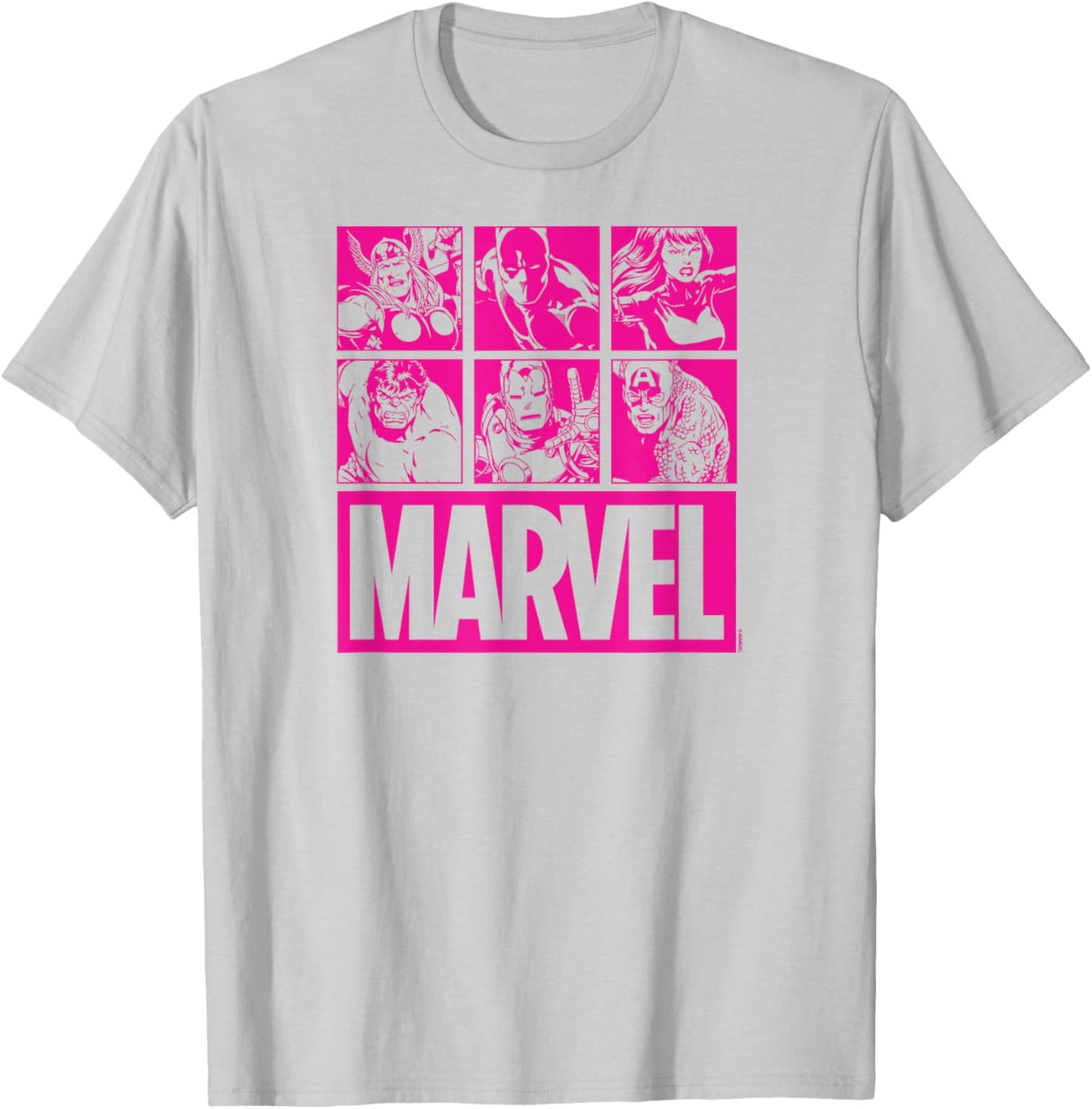 Marvel - Pink Character Grid Valentine's Day T-Shirt - T-Shirt | Ash