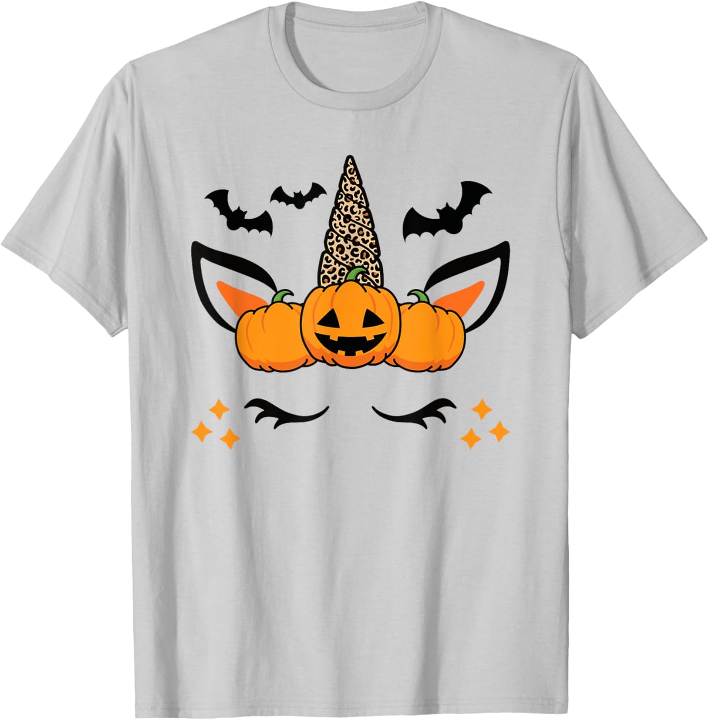 Cute Halloween Unicorn Costume Leopard Pumpkins T-Shirt - T-Shirt | Ash