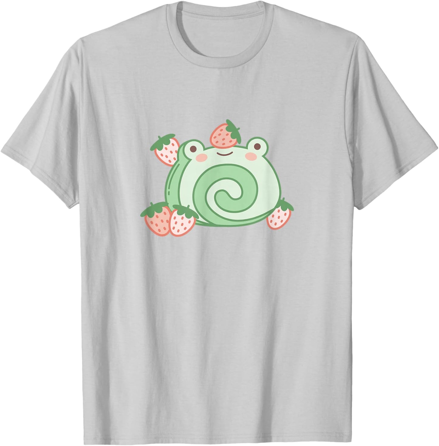 Cute Frog Strawberry Cake Kawaii Aesthetic Pink T-Shirt - T-Shirt | Ash