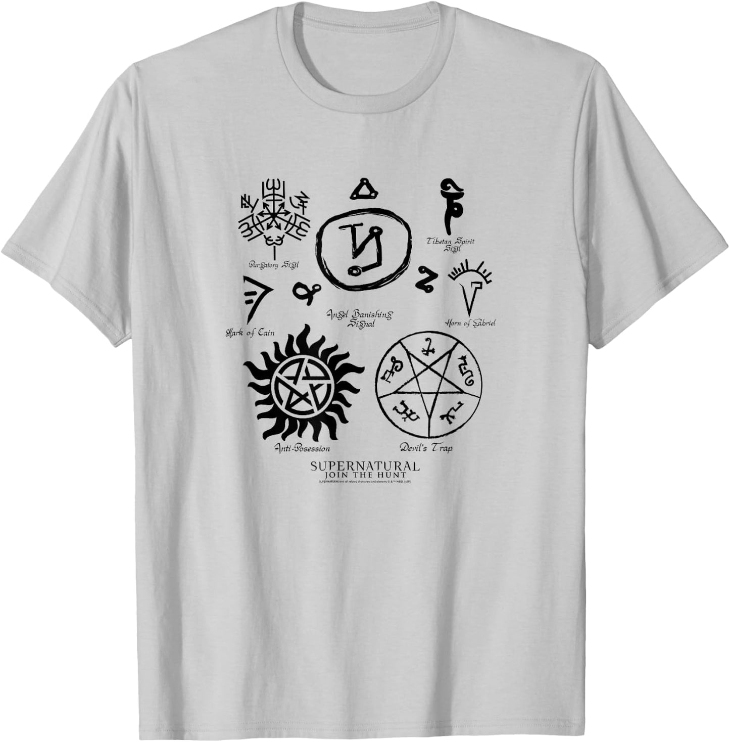 Supernatural Sigils and Symbols T-Shirt - T-Shirt | Ash