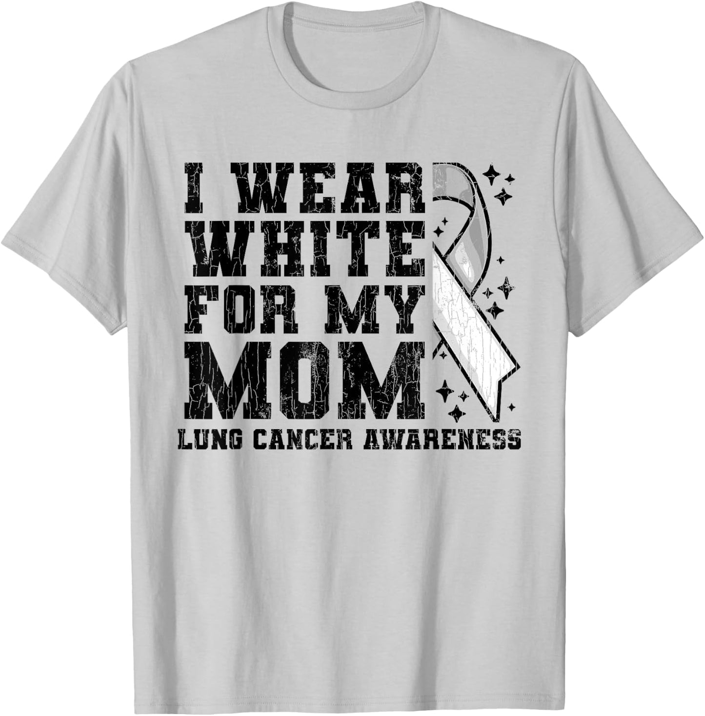 Lung Cancer Awareness White Ribbon Mum Gift T-Shirt - T-Shirt | Ash