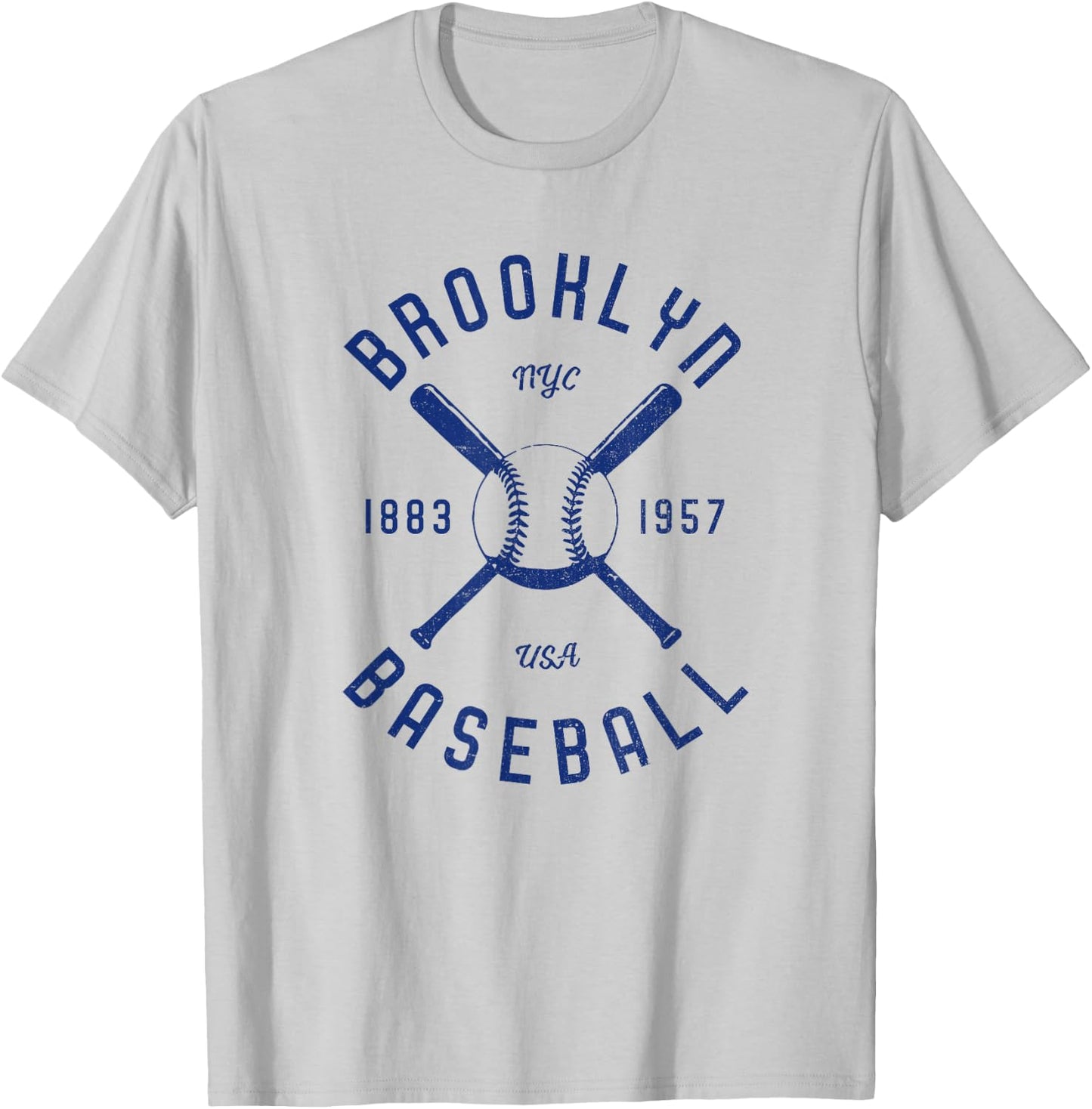Brooklyn Baseball | Vintage | Distressed | NYC T-Shirt - T-Shirt | Ash