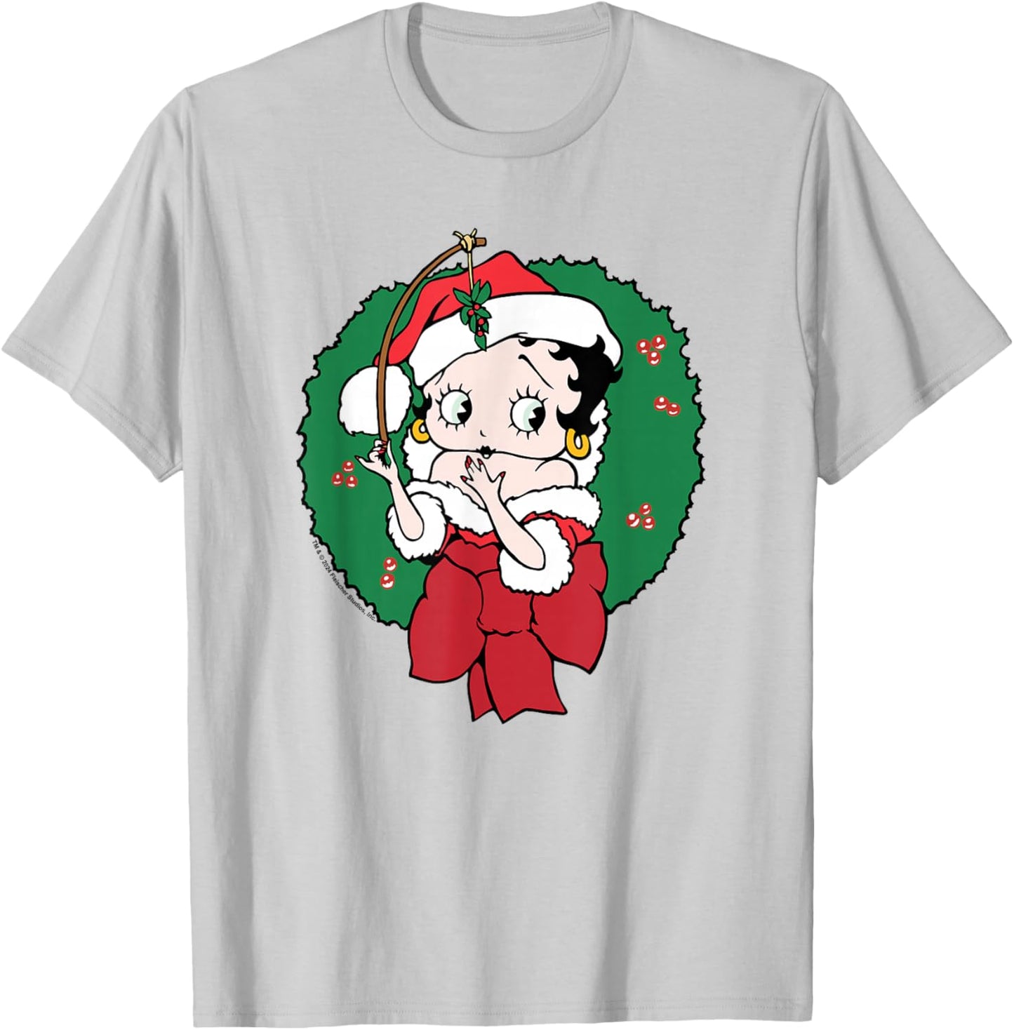Betty Boop Christmas Wreath T-Shirt - T-Shirt | Ash