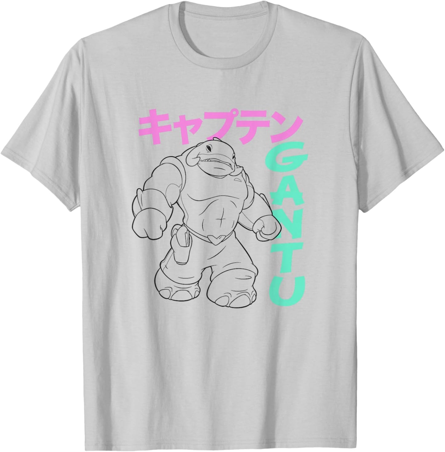 Disney Lilo & Stitch Retro Captain Gantu Line Art Kanji T-Shirt - T-Shirt | Ash