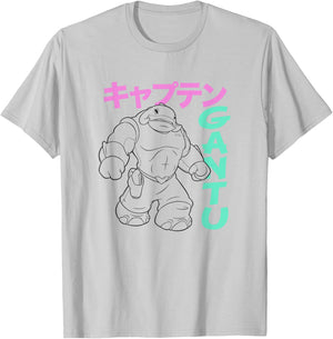 Disney Lilo & Stitch Retro Captain Gantu Line Art Kanji T-Shirt - T-Shirt | Ash