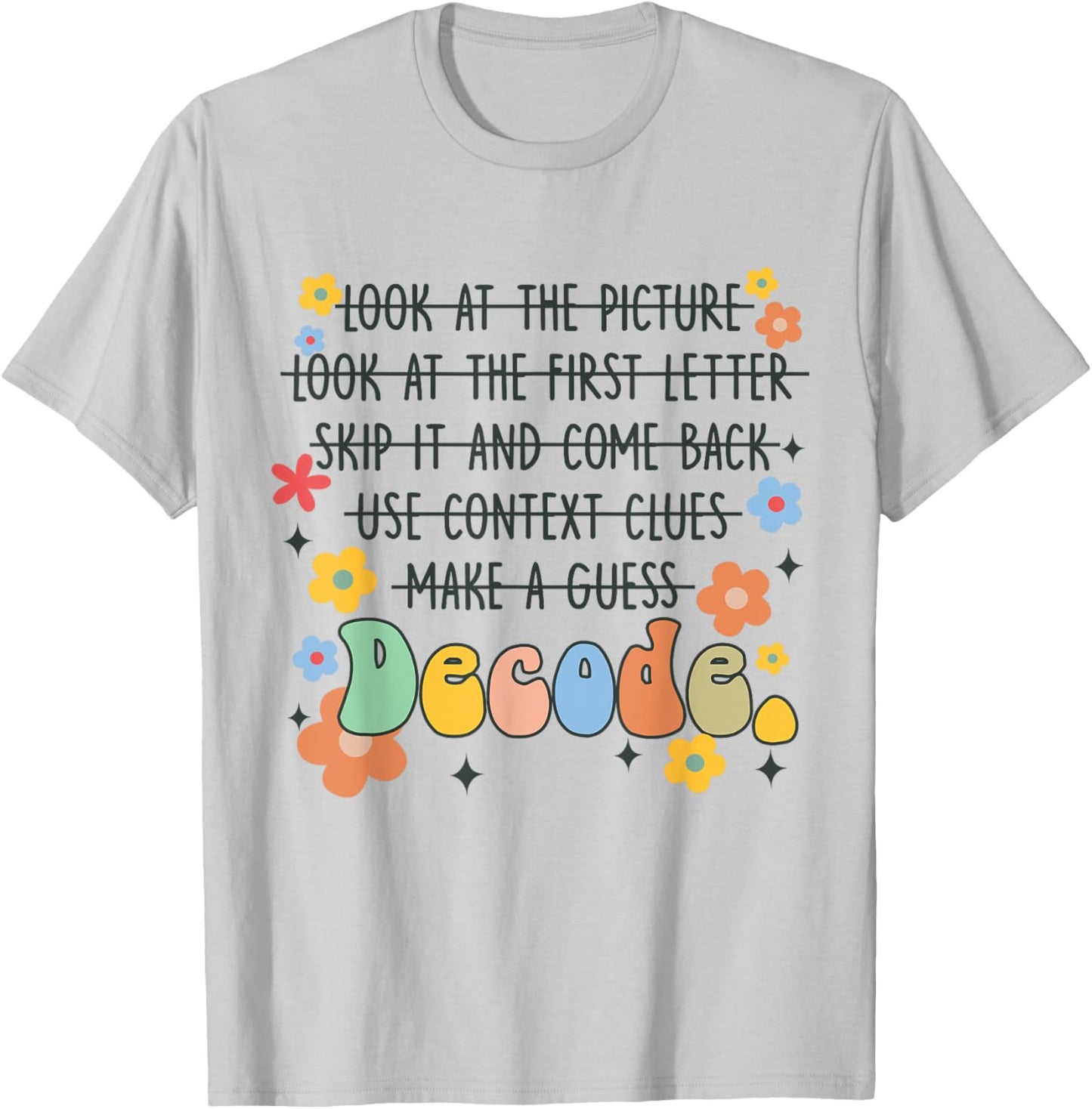 Reading Teacher Science Of Reading Literacy Groovy Decode Women T-Shirt - T-Shirt | Ash