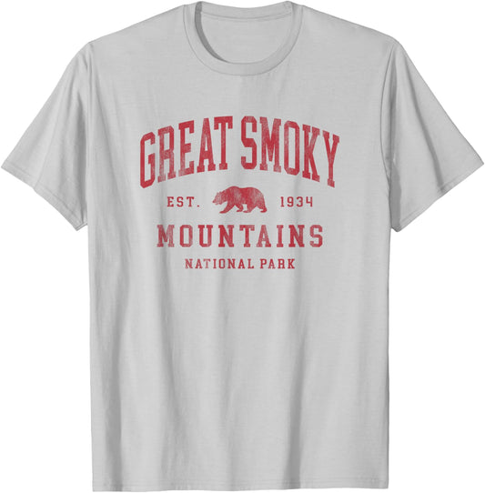 Retro Great Smoky Mountains National Park Hiking T-Shirt - T-Shirt | Ash