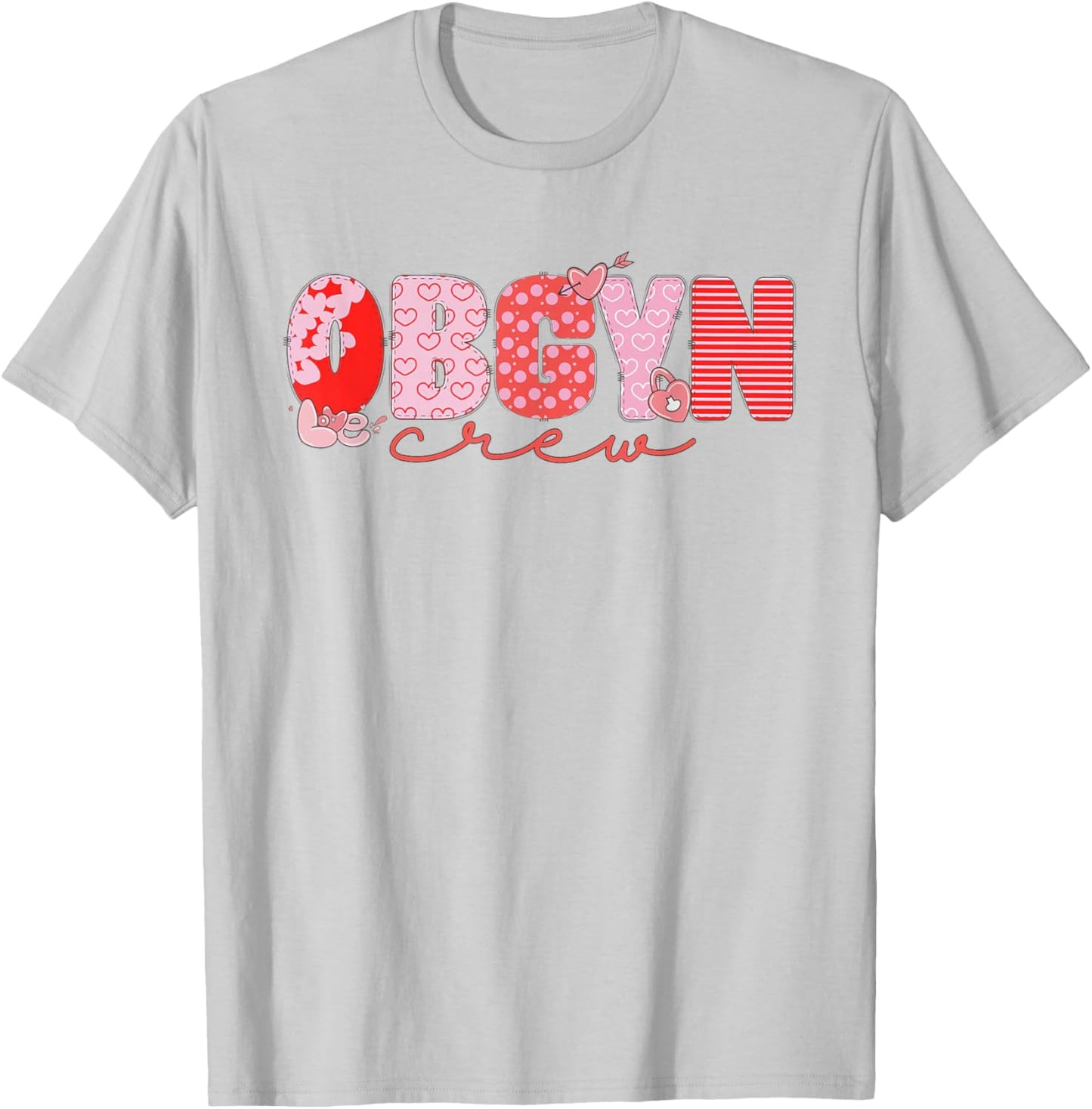 Women OBGYN Crew Valentine Obstetrics OB/GYN Group Team T-Shirt - T-Shirt | Ash
