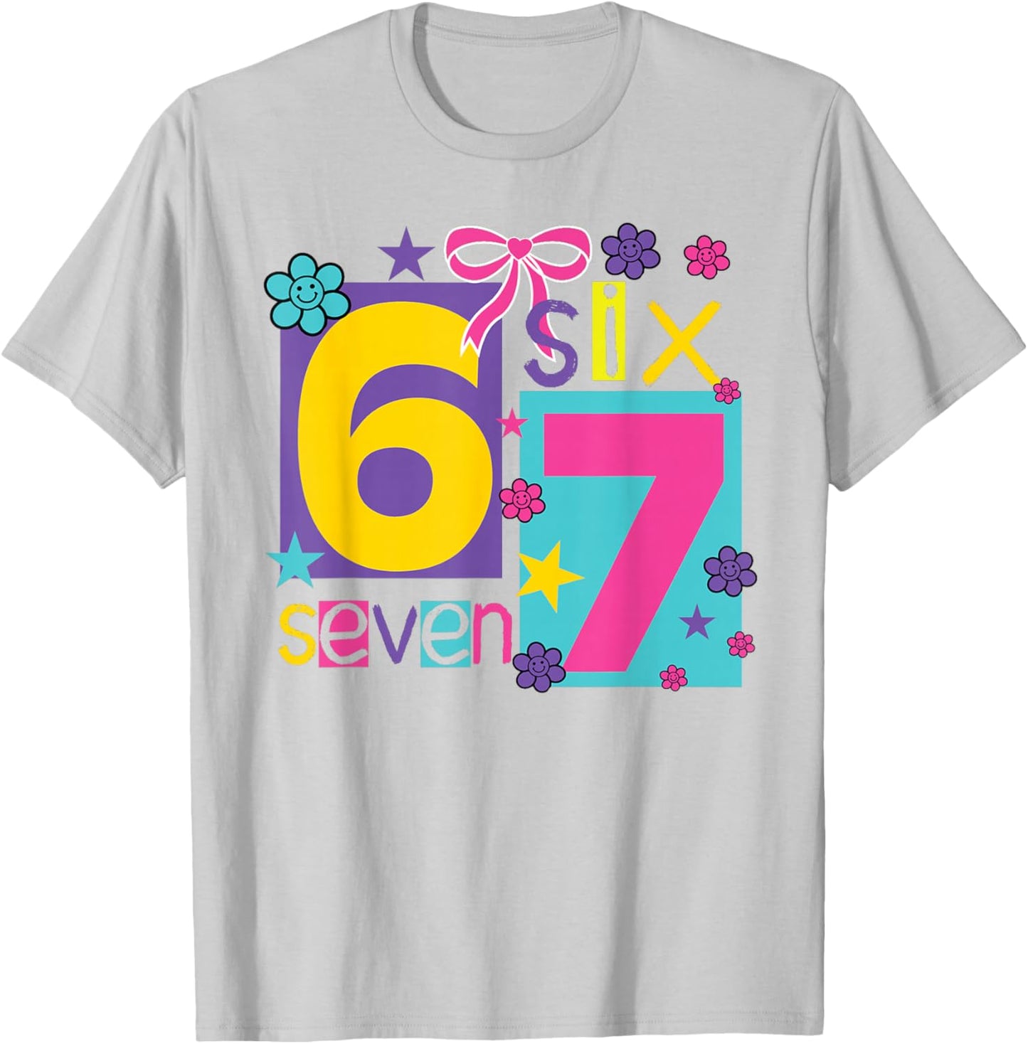 67 Six Seven Girls Funny Gen Alpha Meme Girls T-Shirt - T-Shirt | Ash