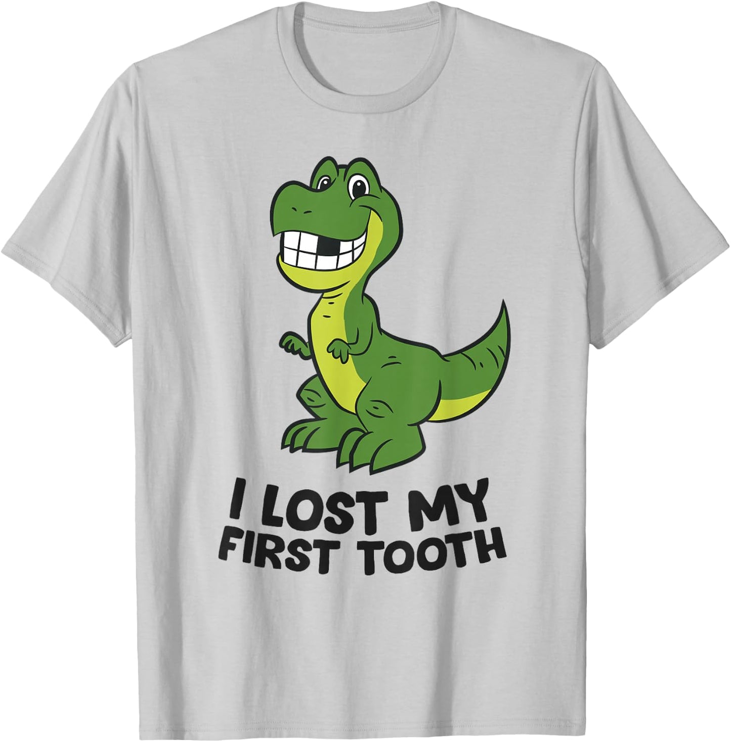 I Lost My First Tooth Kids Dinosaur Lost First Tooth T-Shirt - T-Shirt | Ash