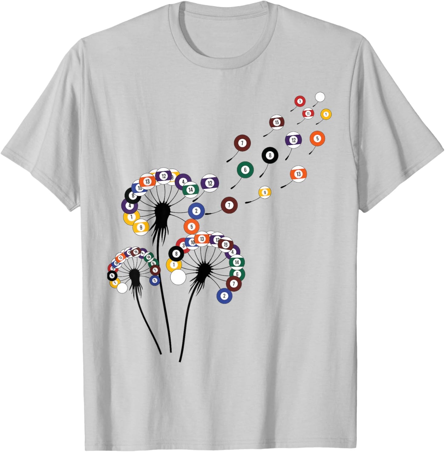 Dandelion Billiard Shirt Billiard Player | Billiards T-Shirt - T-Shirt | Ash