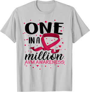 One In Million AVM Awareness Warrior Brain Injury Disease T-Shirt - T-Shirt | Ash