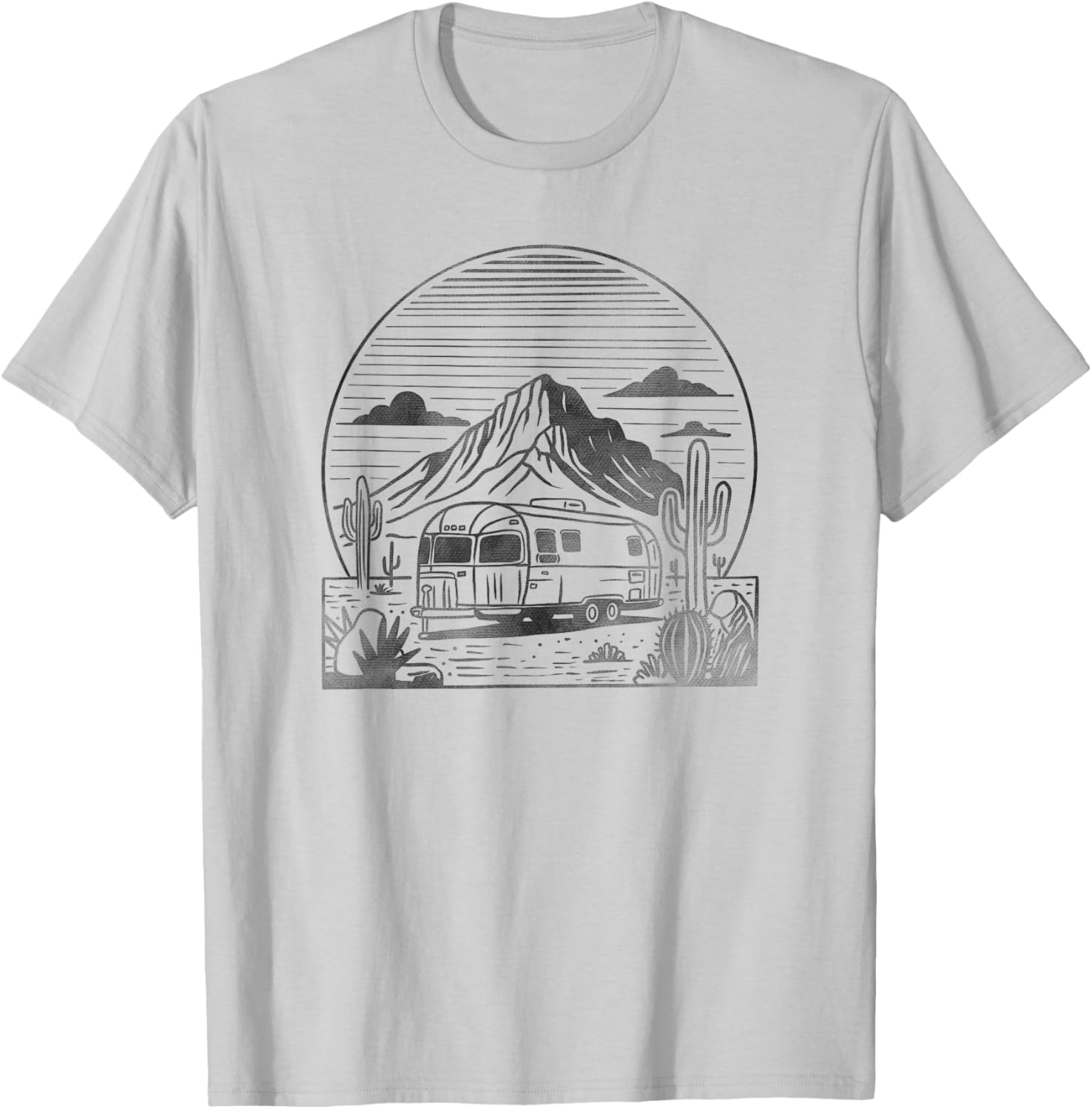 Retro Travel Trailer Desert Sunset Vintage Airstream T-Shirt - T-Shirt | Ash
