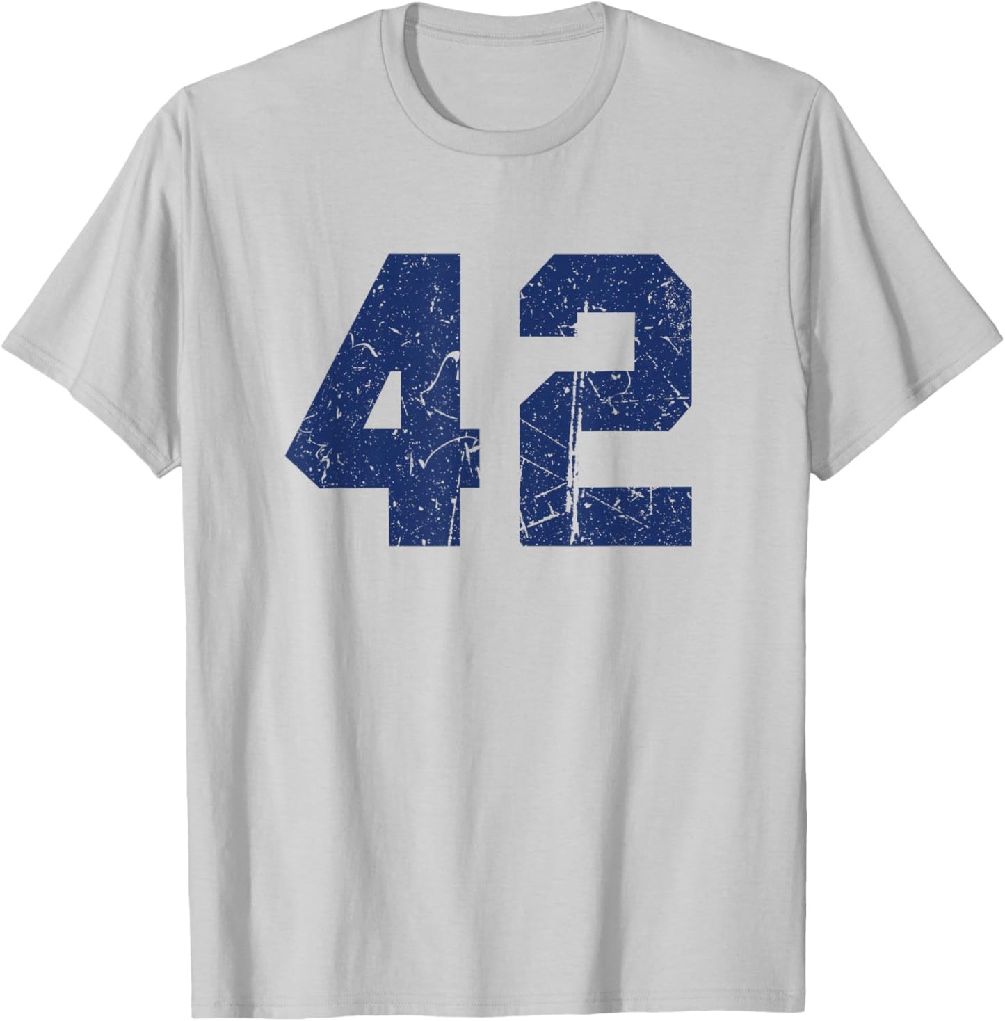 Vintage Number #42 Blue Varsity Number T-Shirt - T-Shirt | Ash