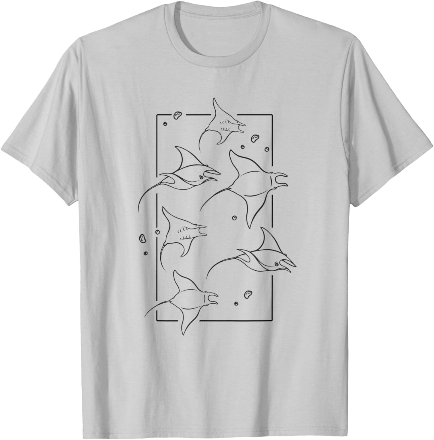 Devil Stingray Mobula Manta Ray Fish Swim in a Shoal T-Shirt - T-Shirt | Ash