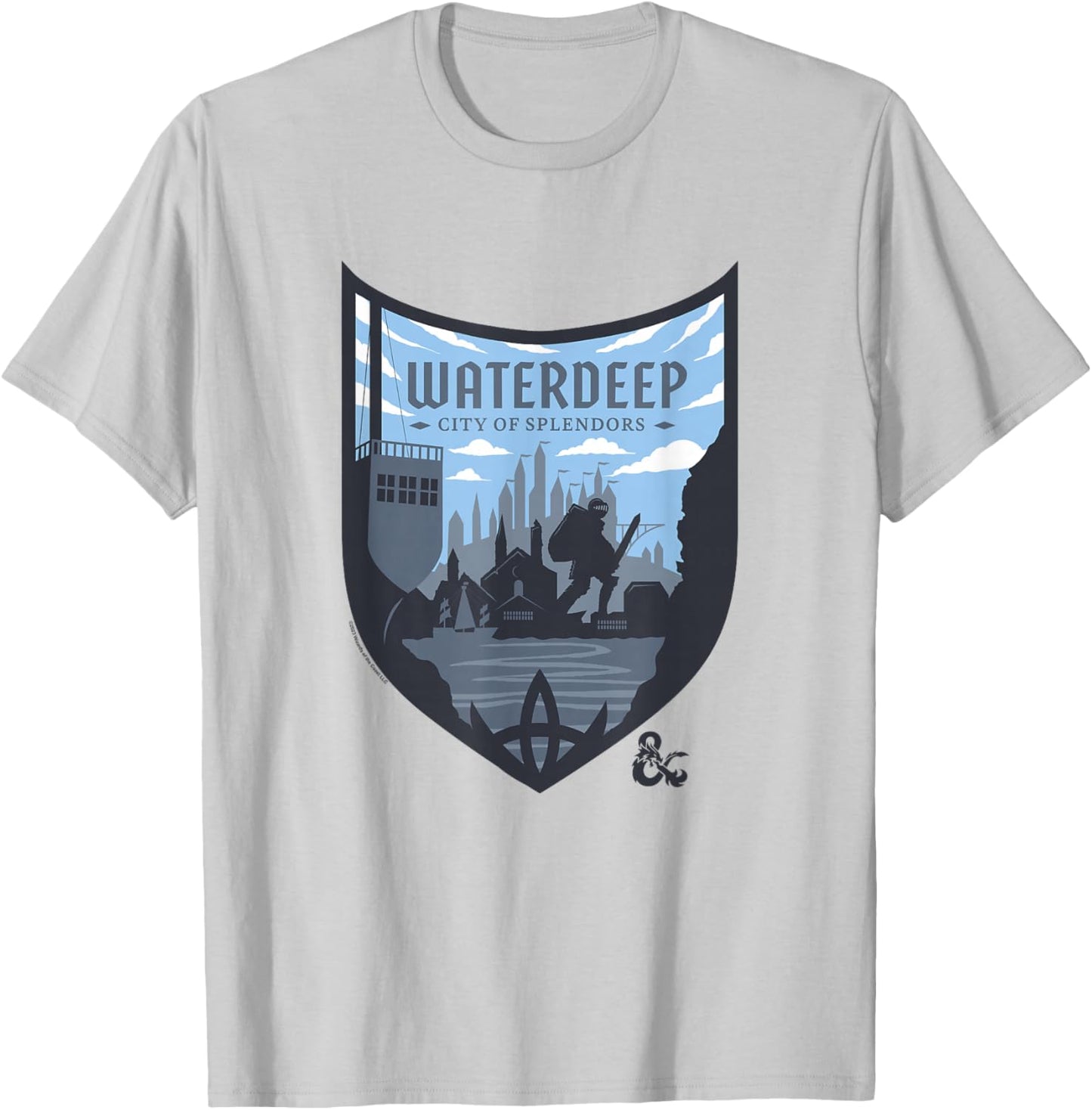 Dungeons & Dragons Waterdeep City Of Splendors Shield Logo T-Shirt - T-Shirt | Ash