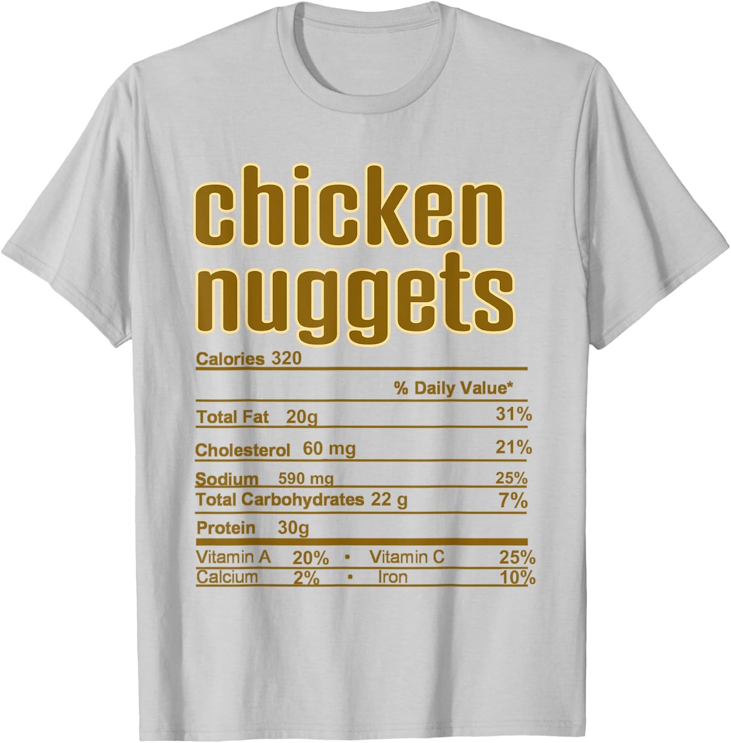 Thanksgiving Christmas Chicken Nuggets Nutrition Fact T-Shirt - T-Shirt | Ash