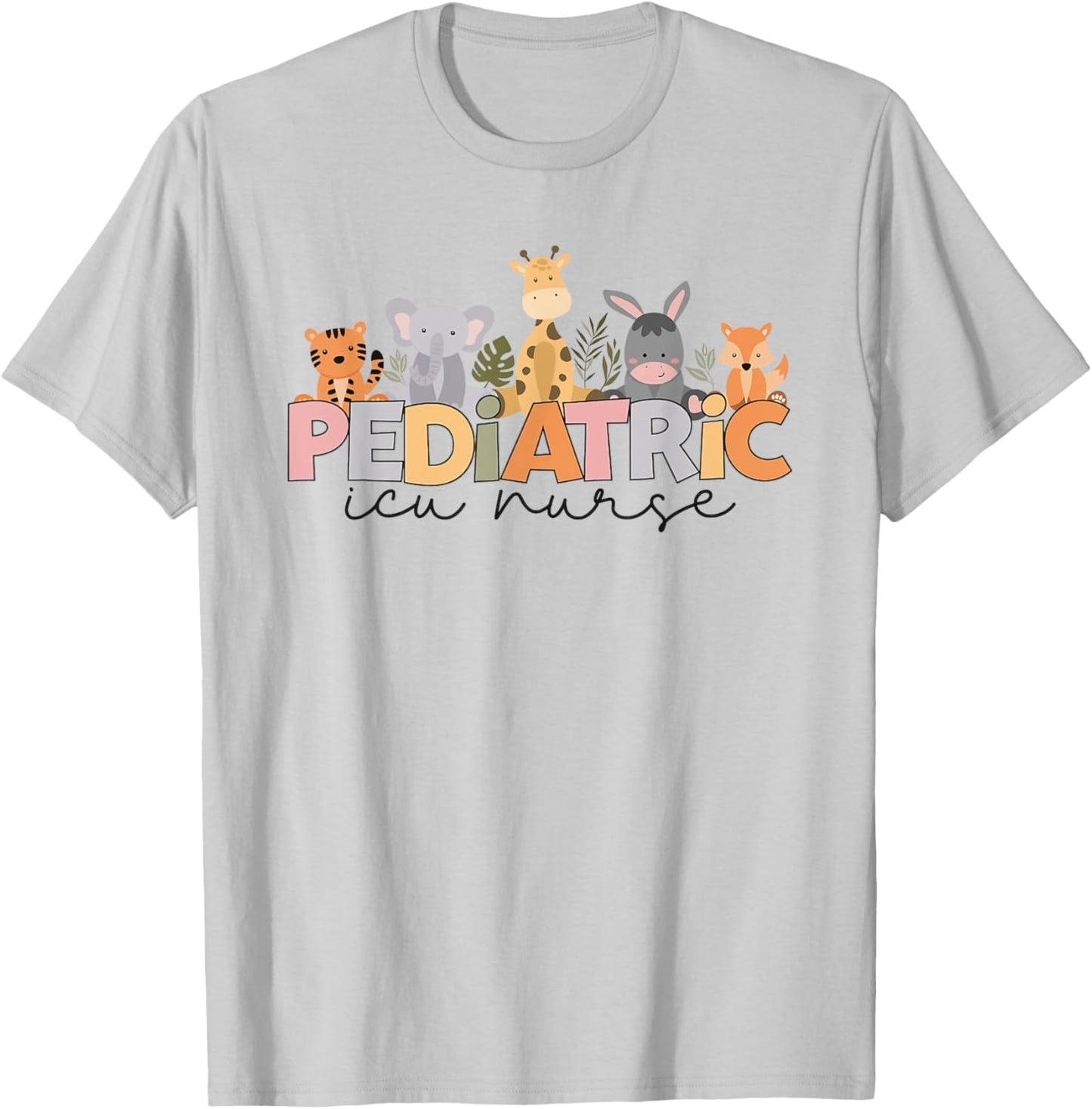 Pediatric ICU Nurse PICU Nurse Animals Nurse appreciation T-Shirt - T-Shirt | Ash