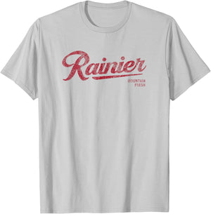 Rainier Beer Mountain Fresh Logo - Authentic Vintage Look T-Shirt - T-Shirt | Ash