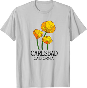Carlsbad California CA Poppy Flower State City Vintage T-Shirt - T-Shirt | Ash