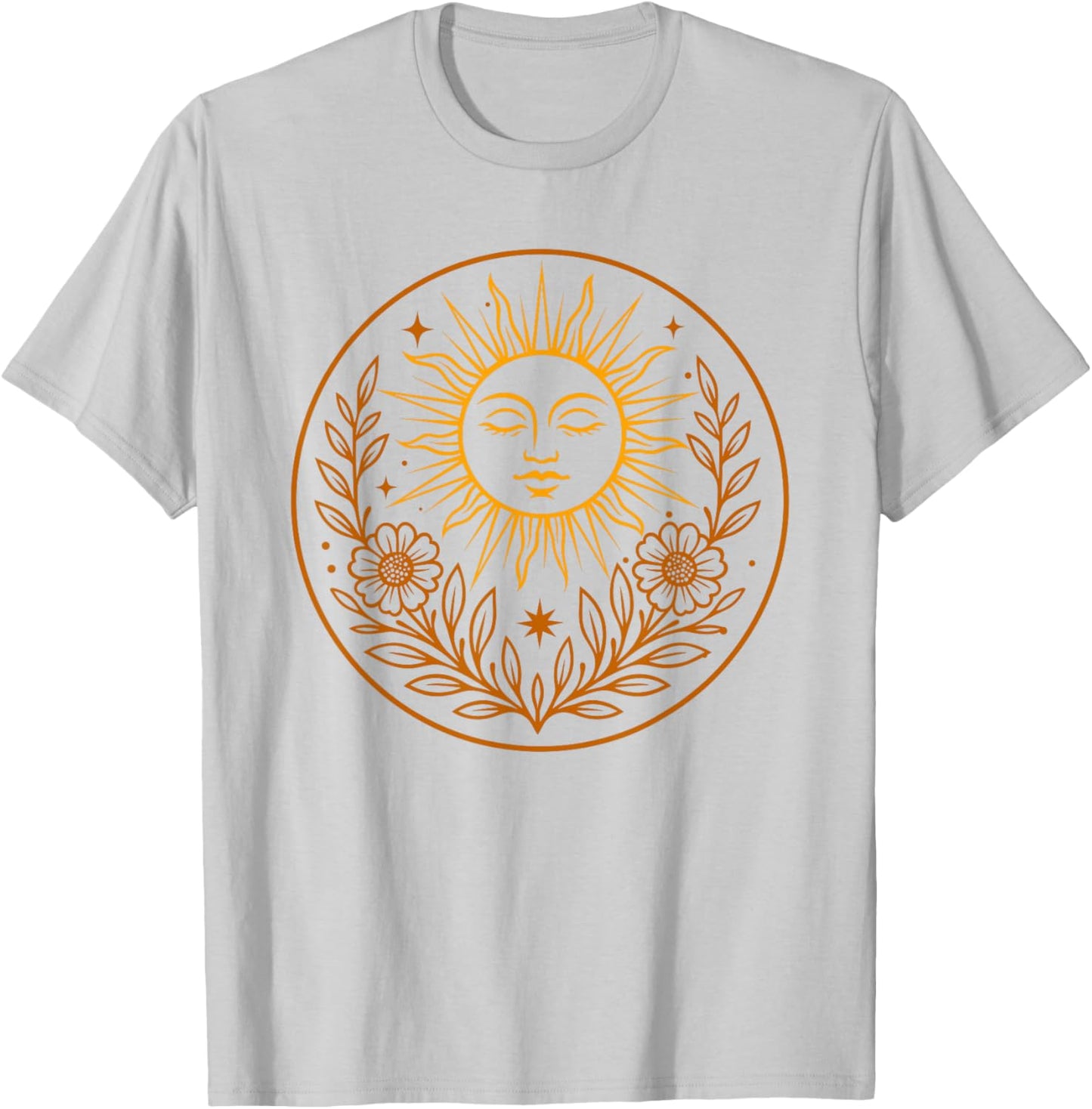 Litha Sun Art Midsummer Floral and Celestial Nature Design T-Shirt - T-Shirt | Ash