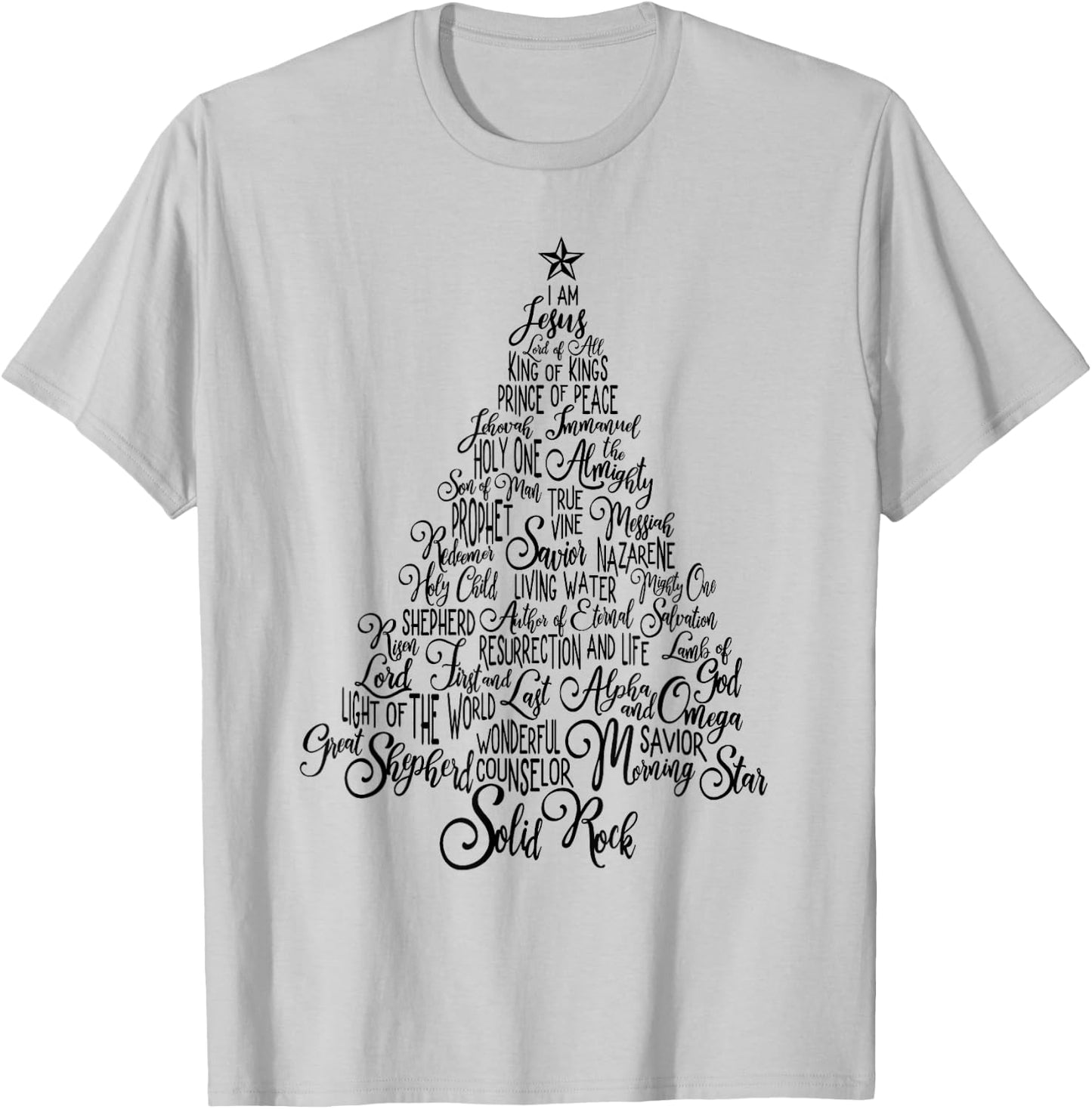 Names Of Jesus Christmas Tree Gift Amazing Xmas Tree Gift T-Shirt - T-Shirt | Ash