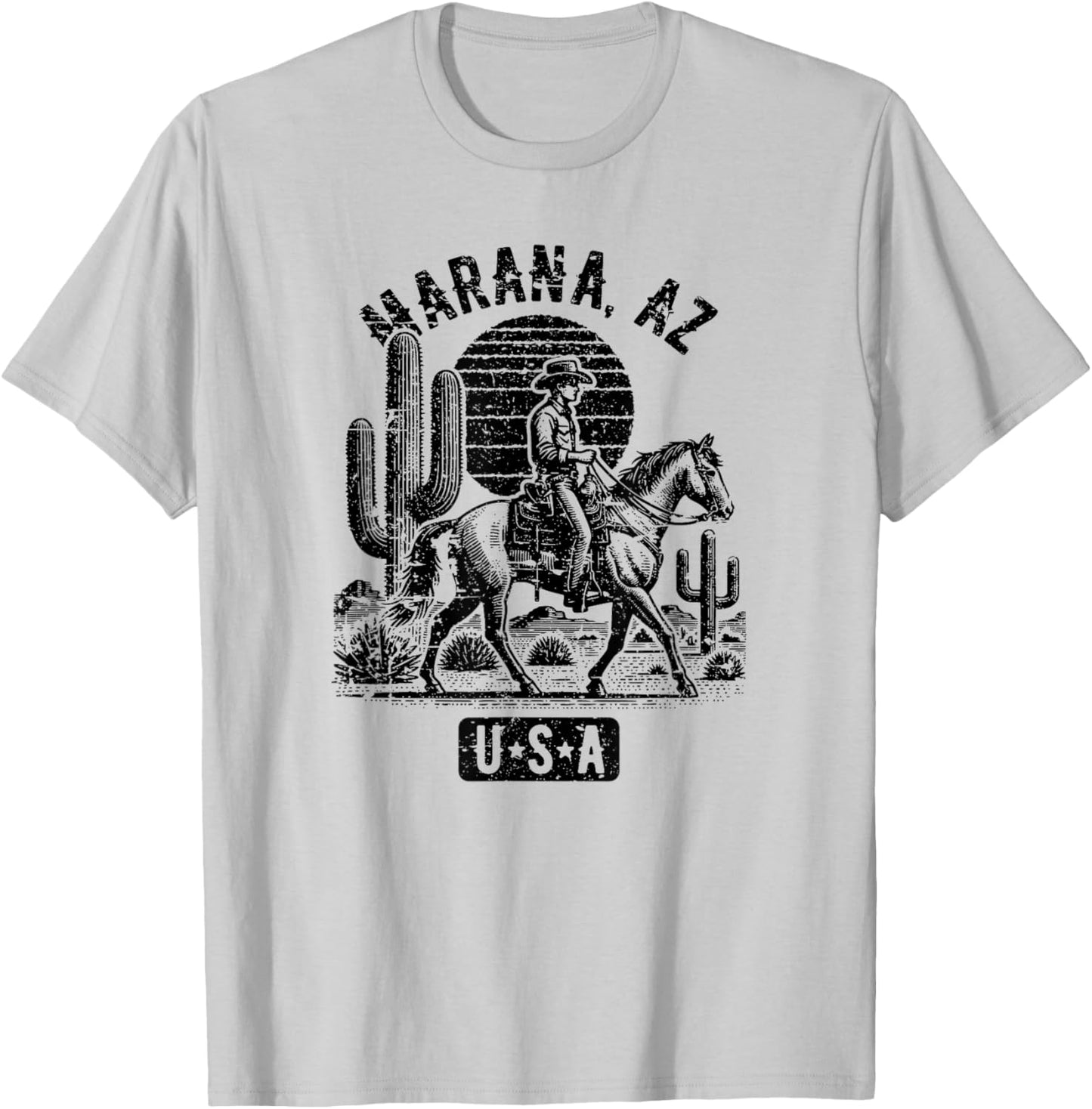 Marana Arizona USA Cowboy Horse Vintage Style Design T-Shirt - T-Shirt | Ash