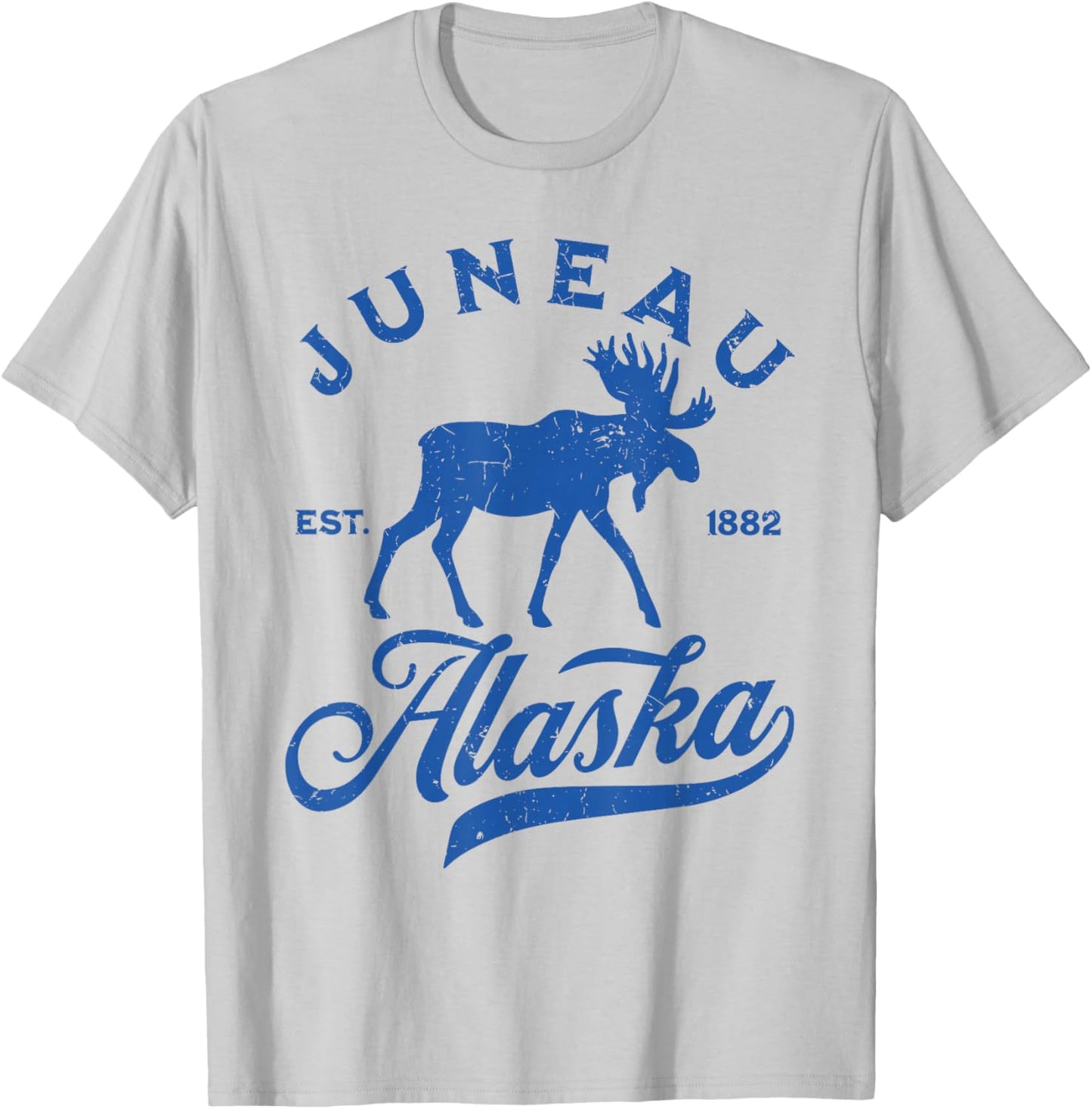 Vintage Juneau Alaska AK Moose Family Vacation Souvenir T-Shirt - T-Shirt | Ash
