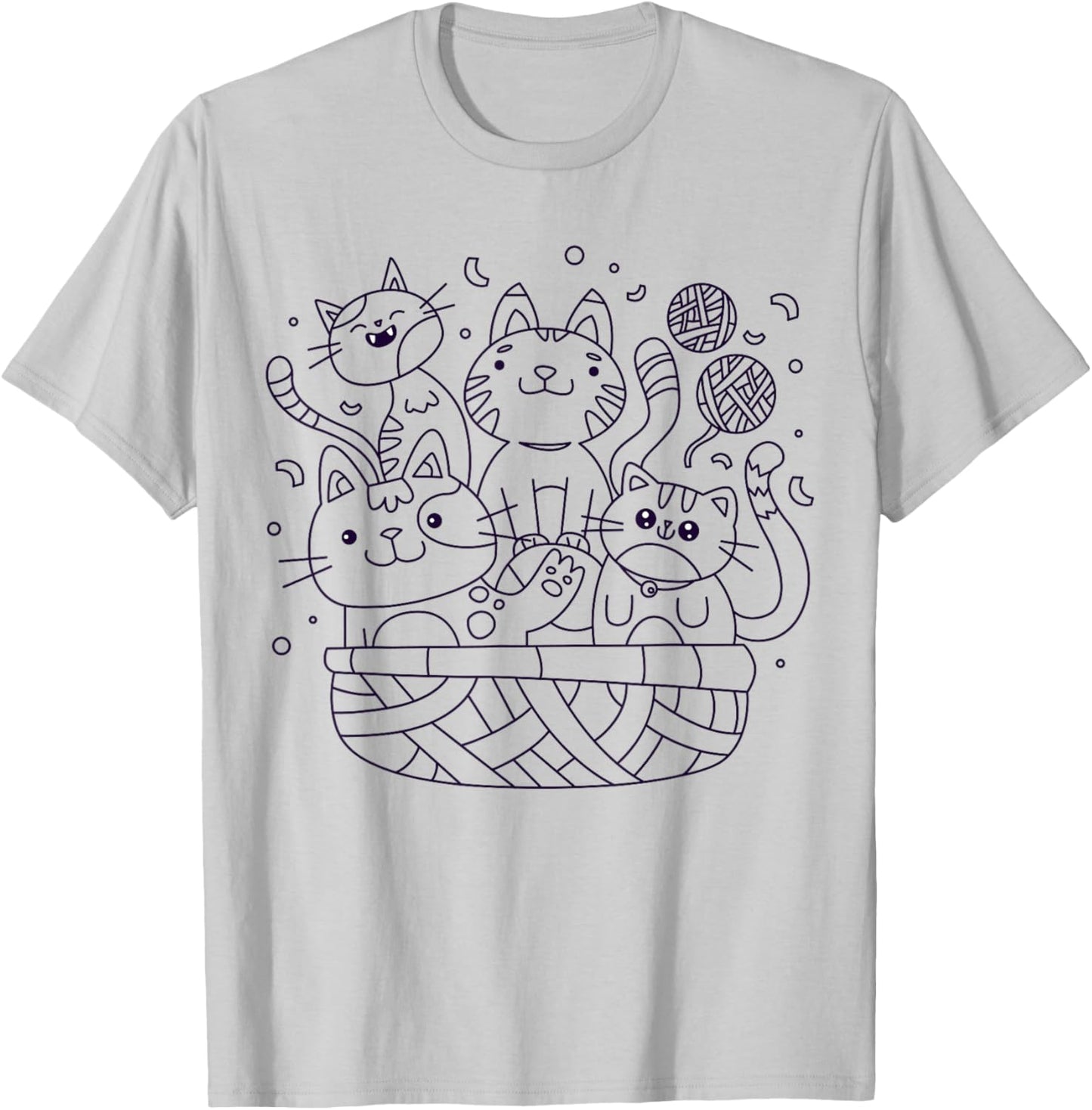 Cats in a basket to paint and color T-Shirt - T-Shirt | Ash