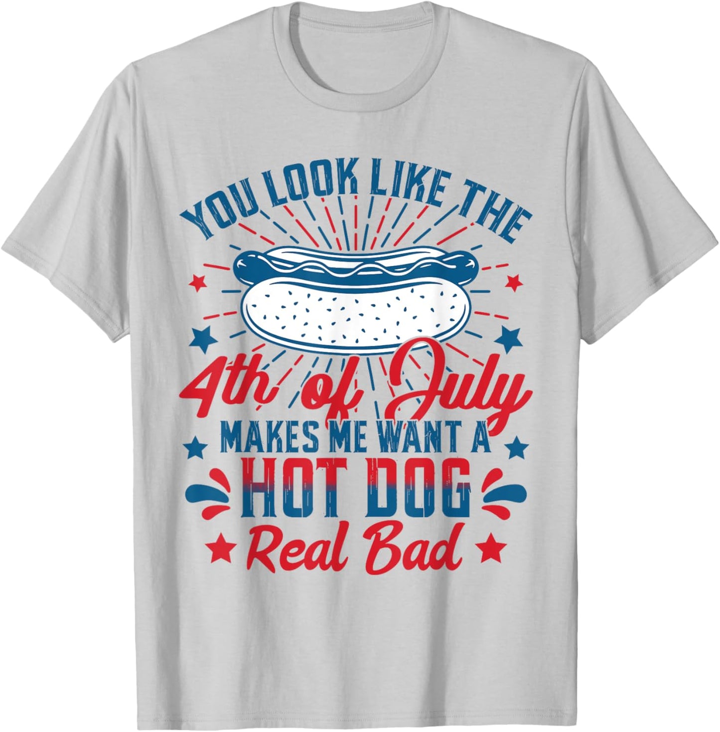 You Look Like The 4th Of July Hot Dog American Flag Men Kids T-Shirt - T-Shirt | Ash