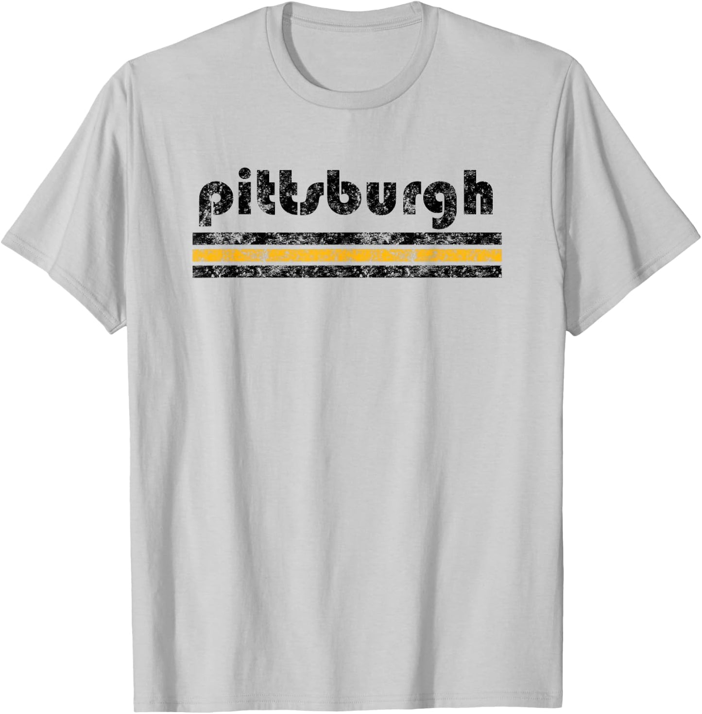 Pittsburgh Pennsylvania Retro Three Stripe Vintage T-Shirt - T-Shirt | Ash