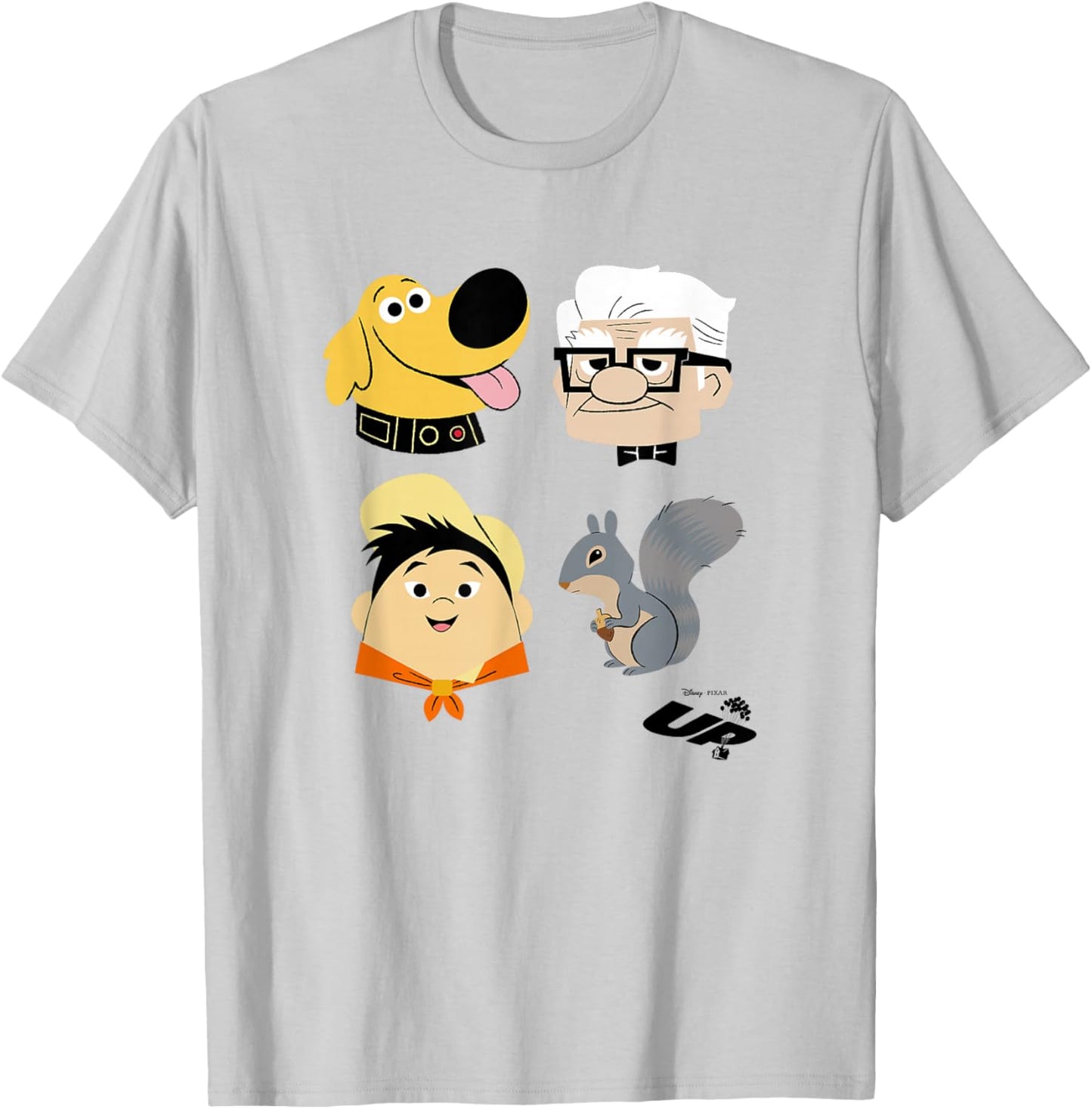 Disney Pixar Up Carl Russell Dug & Squirrel Group Shot T-Shirt - T-Shirt | Ash