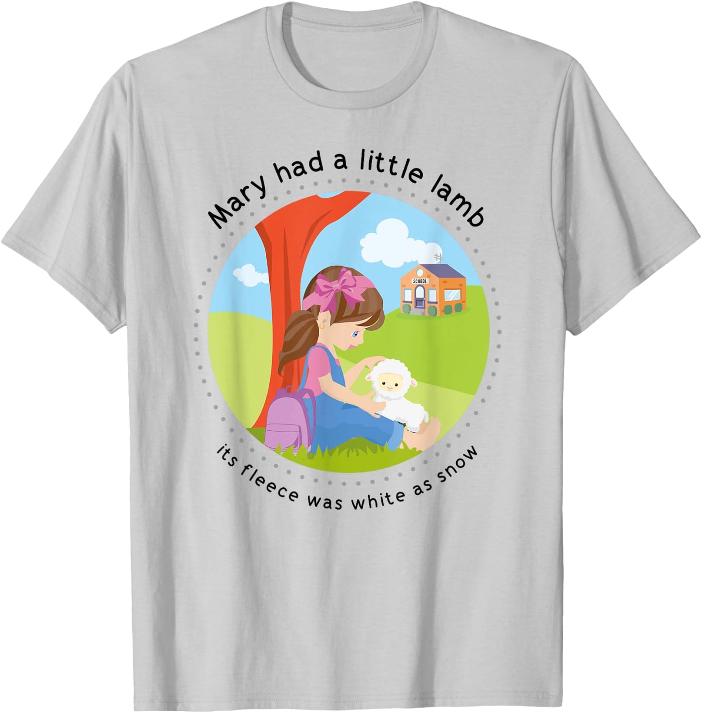 Mary had a Little Lamb English Nursery Rhyme Theme T-Shirt - T-Shirt | Ash