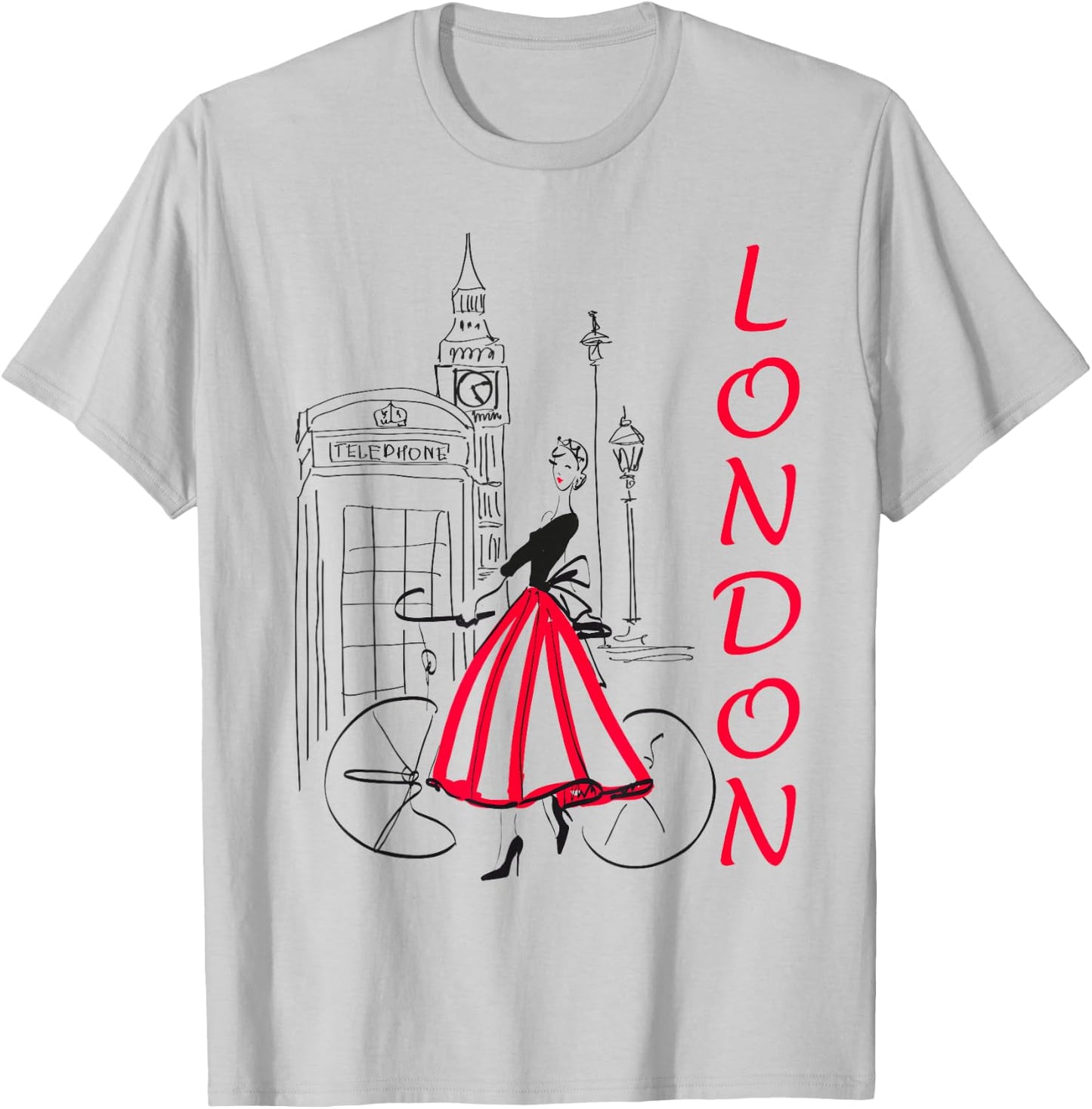 London - Woman - Big Ben Shirt - Bicycle - 5 T-Shirt - T-Shirt | Ash