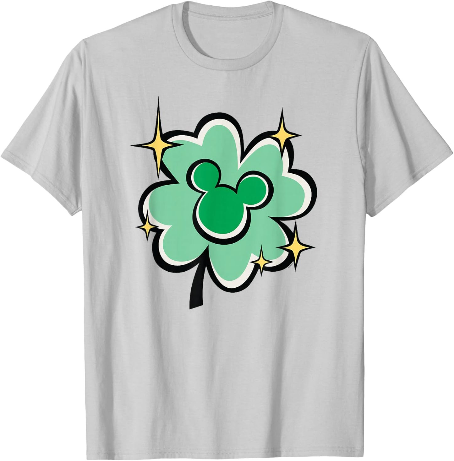 Disney St. Patrick's Day Mickey Mouse Lucky Four-Leaf Clover T-Shirt - T-Shirt | Ash