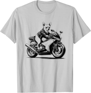 Cool Chihuahua Riding a Motorcycle Biker Dog Lover Women Kids T-Shirt - T-Shirt | Ash