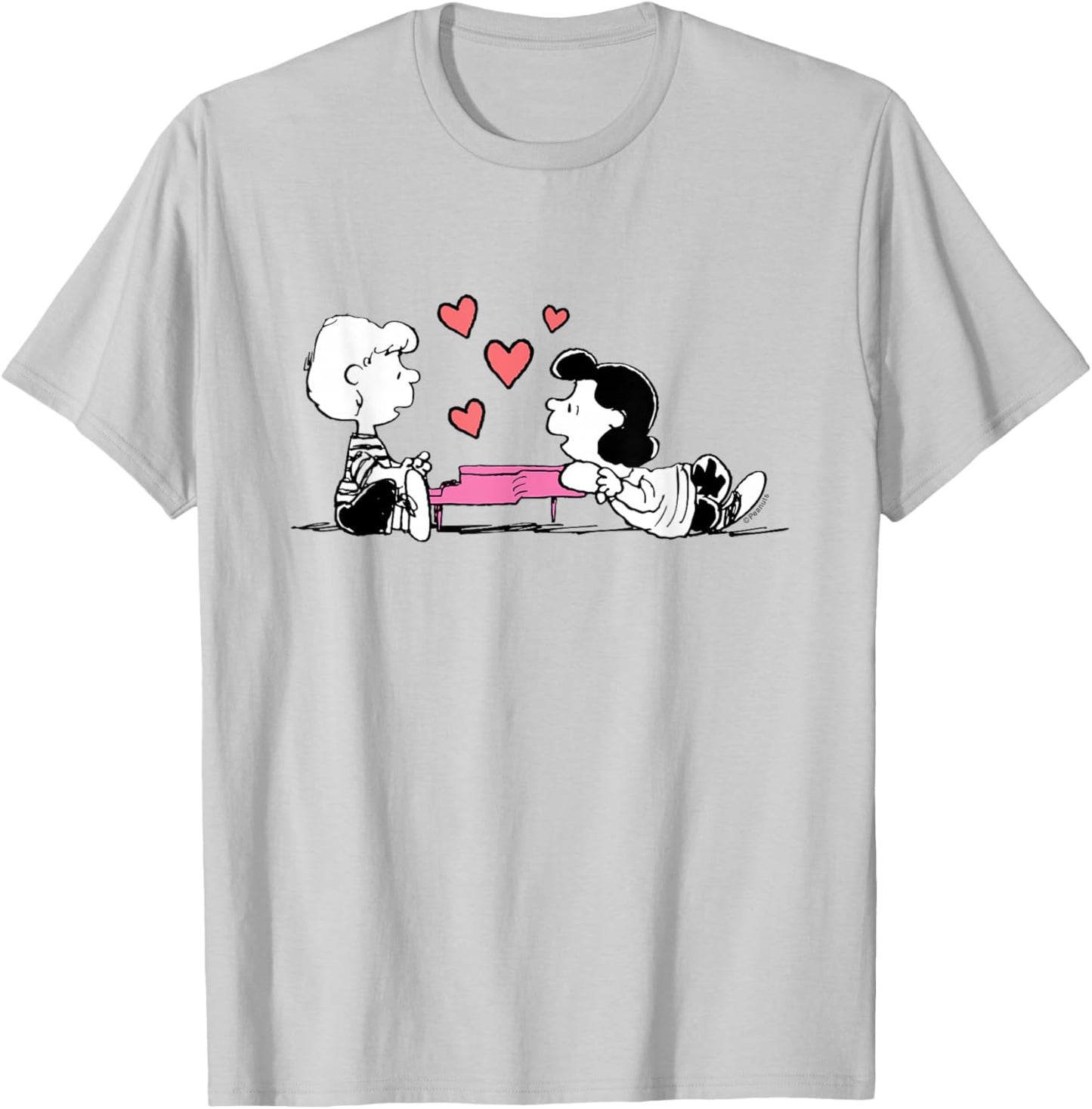 Peanuts - Lucy and Schroeder Heart T-Shirt - T-Shirt | Ash